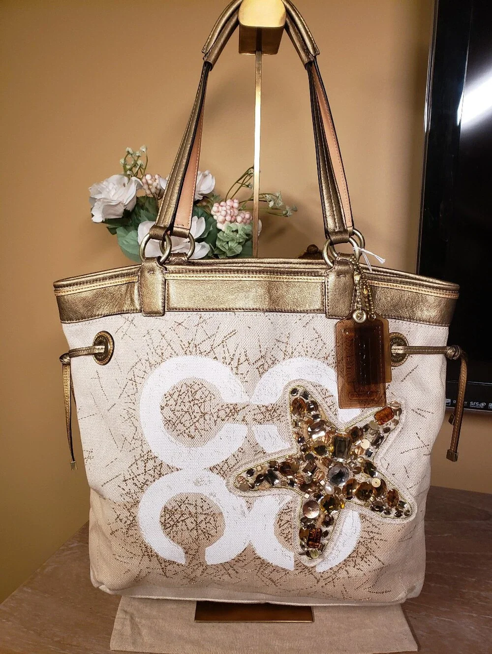 Coach Poppy Sequin & Gem Embelished Starfish Tote